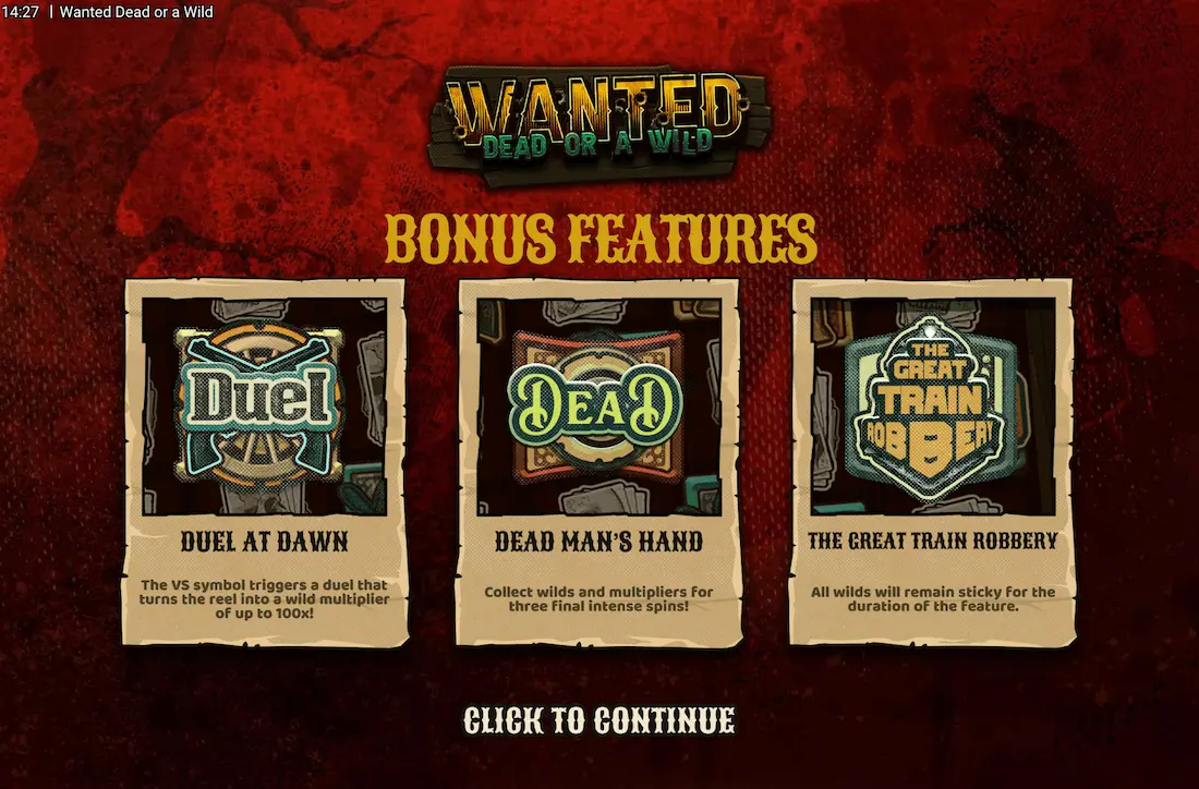 Wanted Dead or a Wild Slot Screenshot 1